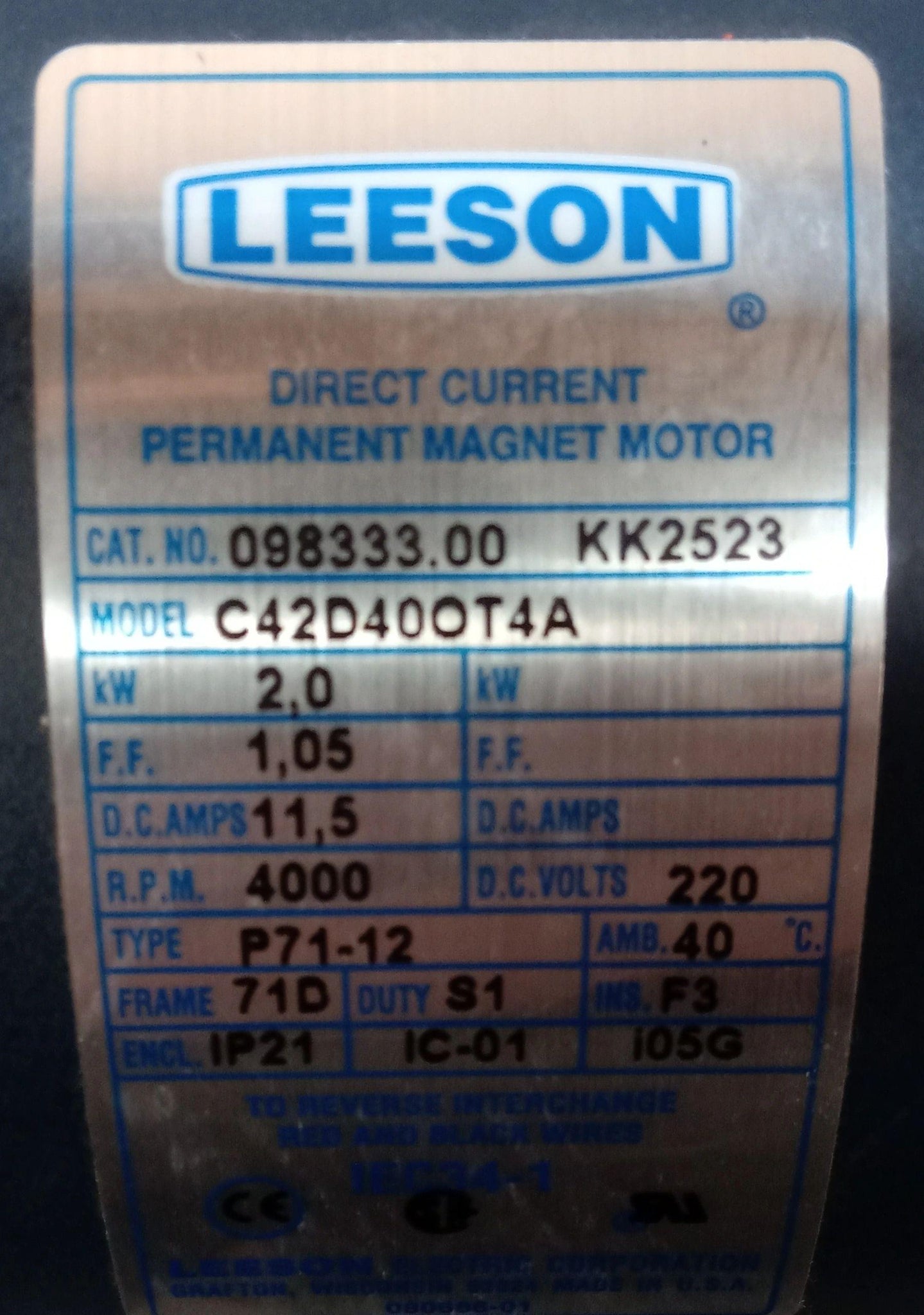 Nautilus NTR 500 Drive Motor KK2523 NEW REF CONC21821 1BD